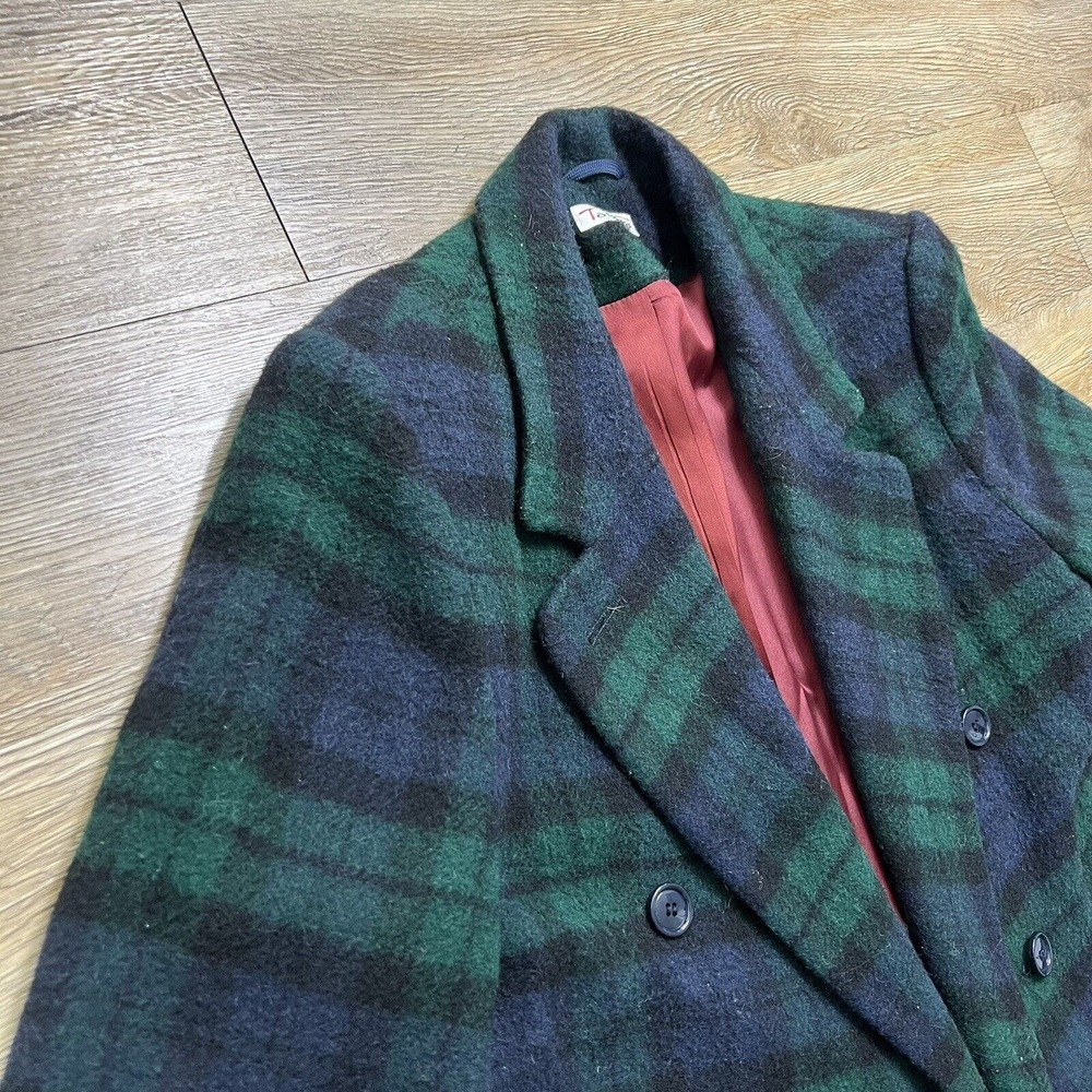 TALBOTS Wool Blend Blazer Women's 14 Plaid Double Breasted Pockets Lined Coat - Picture 3 of 9